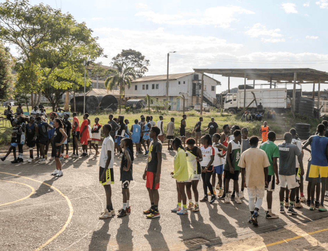 Basketball players in action